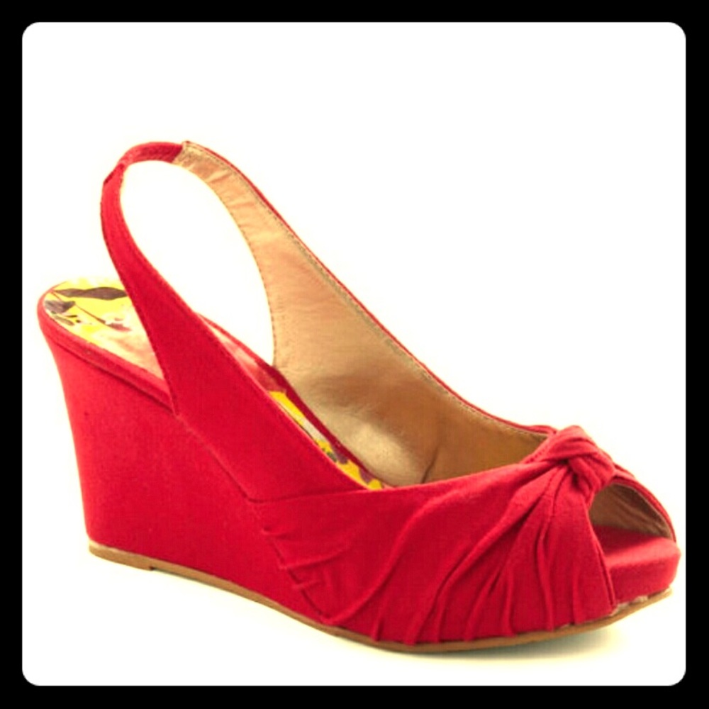 Peep Toe Red Wedges